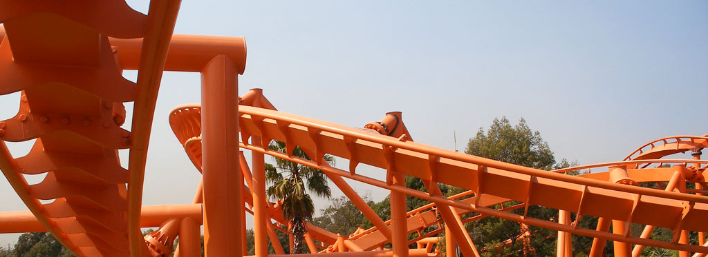 Photo of a theme park roller coaster
